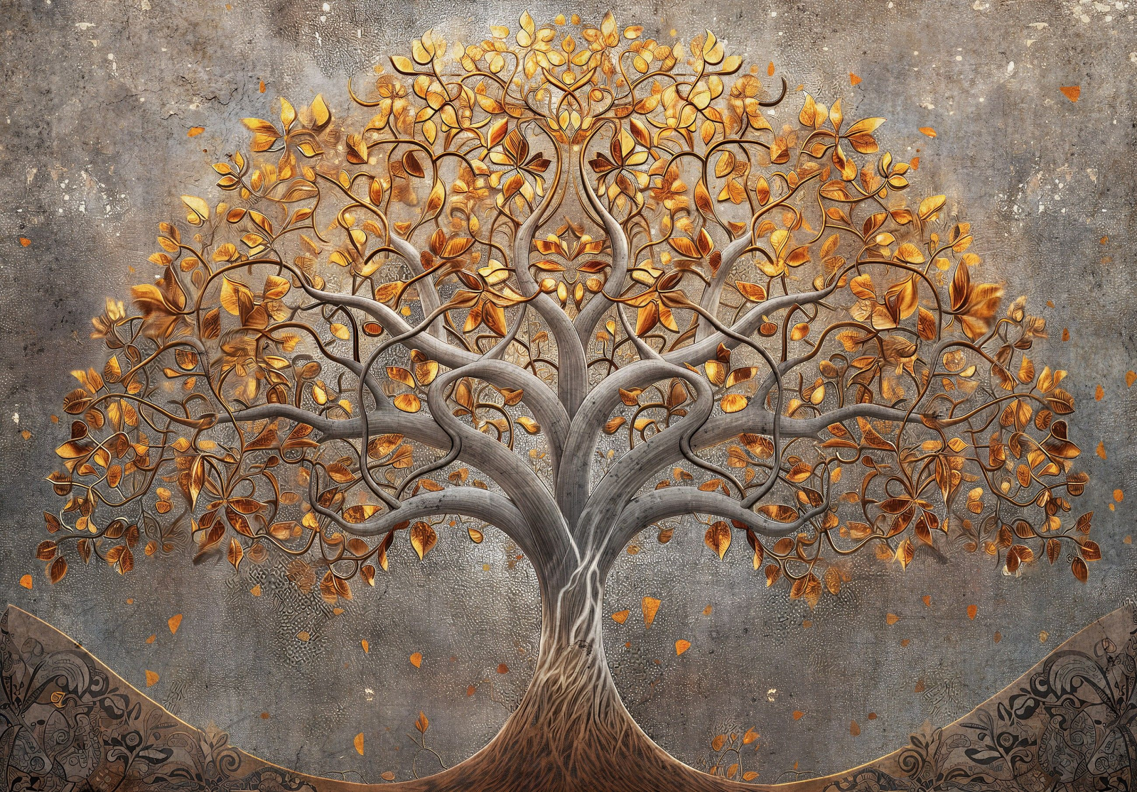 Флис Фототапет Дървото на живота, барелеф